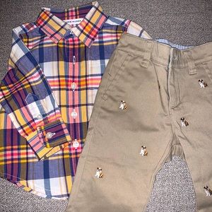 J&J set long sleeve button up and khaki pants